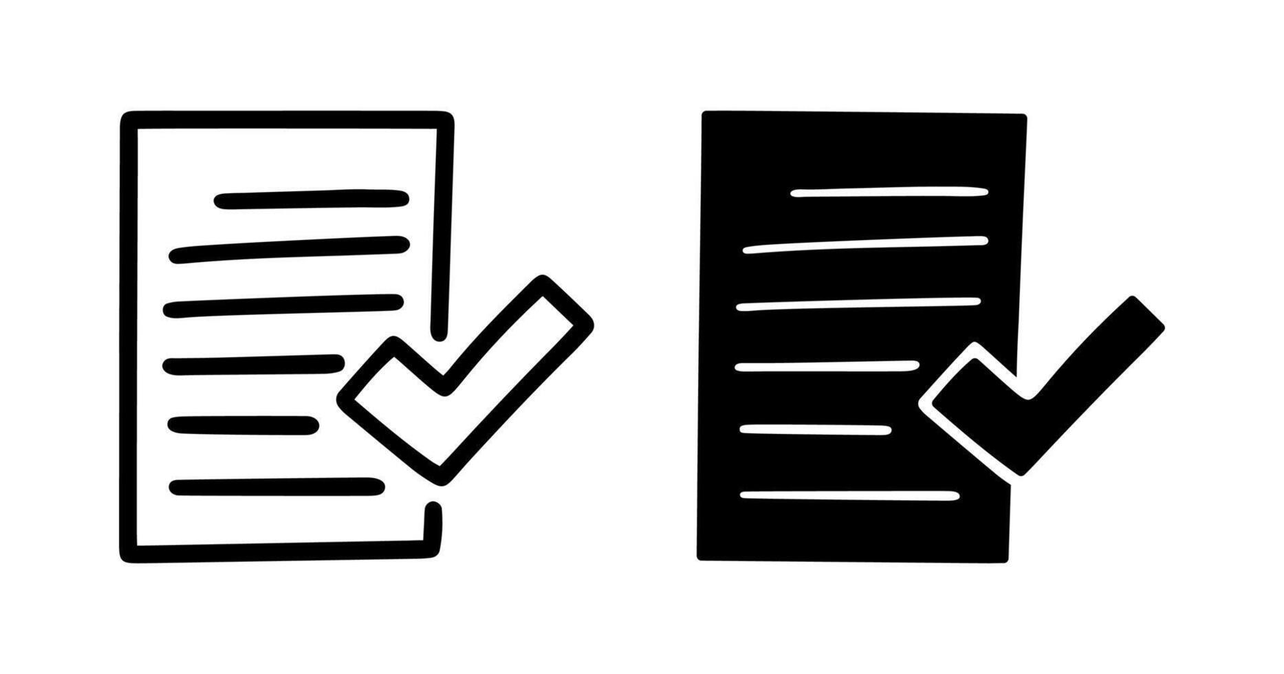 Document paper with Check Mark cartoon doodle, . vector