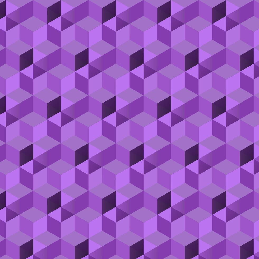 Purple isometric pattern with repeating cubes for abstract backgrounds suitable for graphic design projects, flyers, posters, and website backdrops. vector