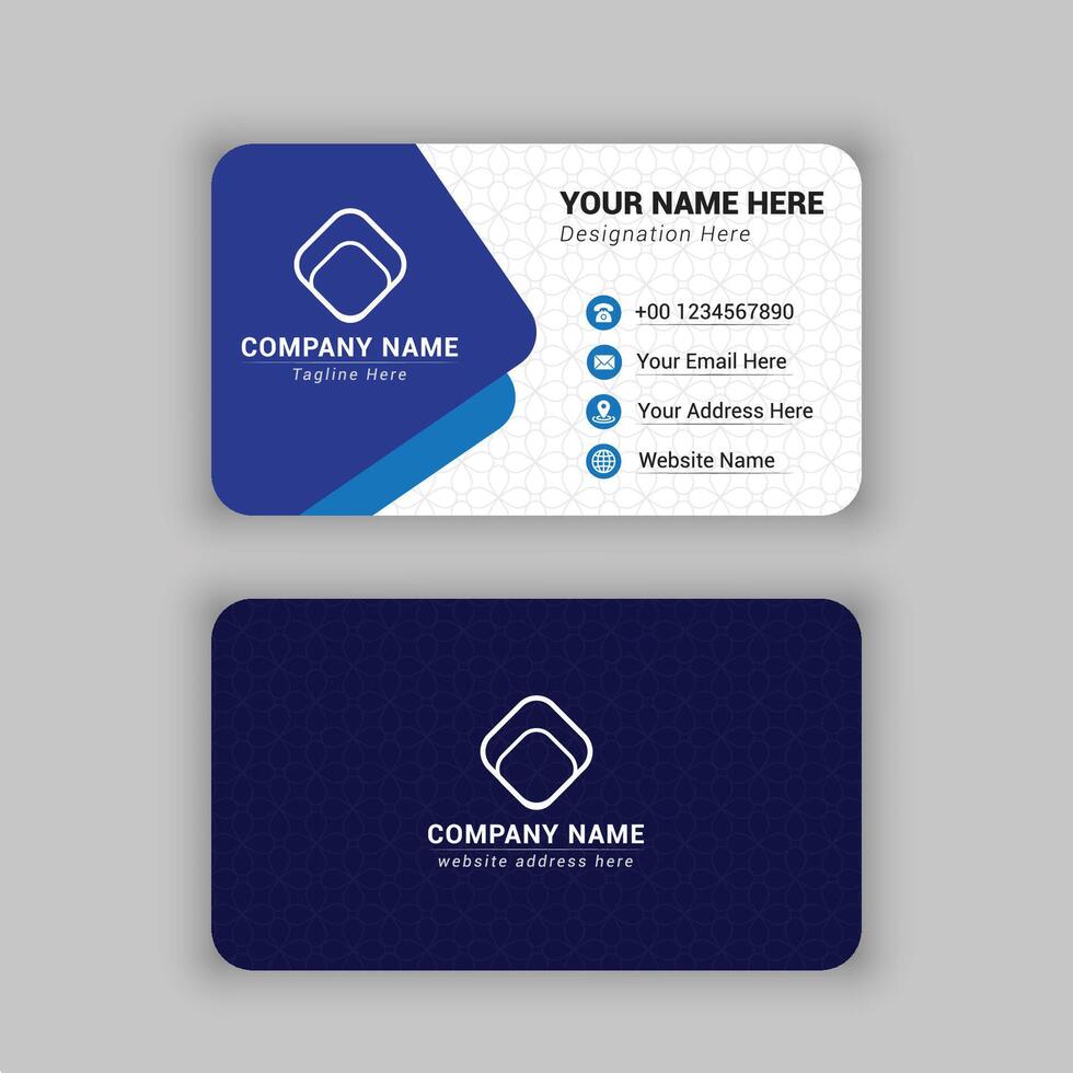 BLUE BUSINESS CARD WITH FLOWER PATTERN DESIGN vector