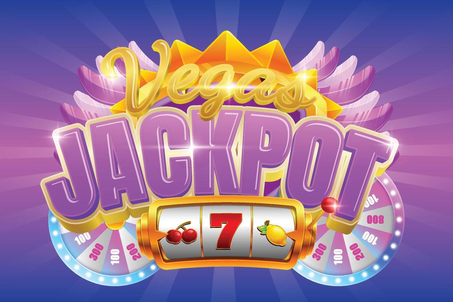 vegas jackpot gold and purple banner poster vector