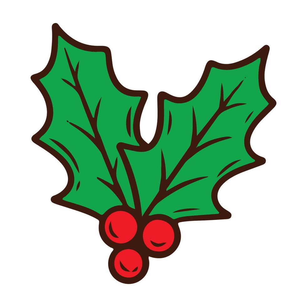 leaf christmas element with line art illustration vector