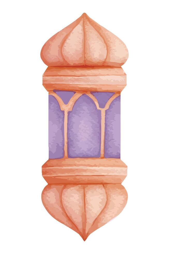 islamic purple and pink lantern watercolor illustration vector