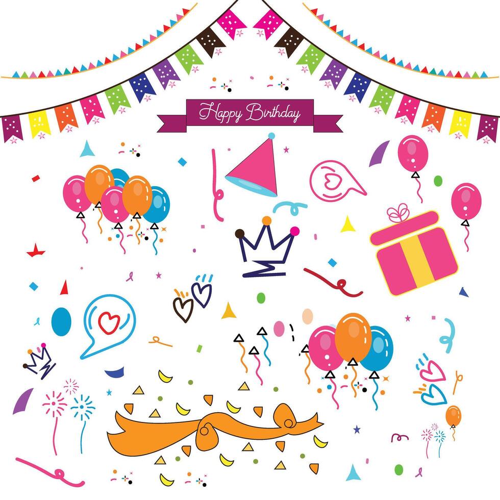 Birthday party doodles vector