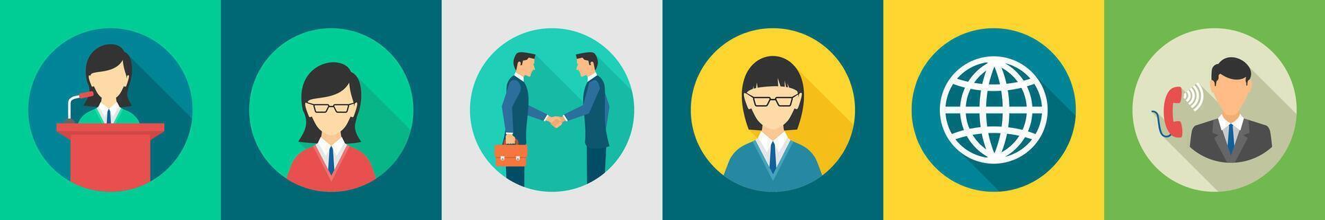 A set of 6 Business icons as speech, employee, partnership vector