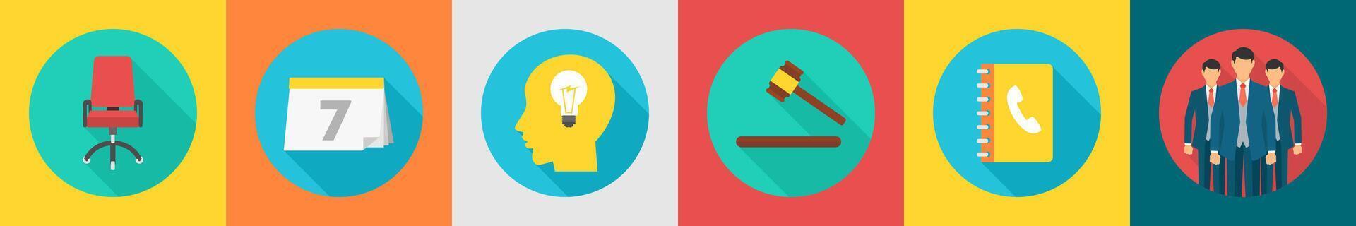 A set of 6 Business icons as office chair, calendar, business idea vector