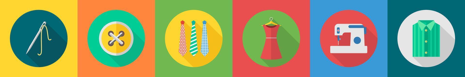 A set of 6 Clothes icons as needle, button, tie vector