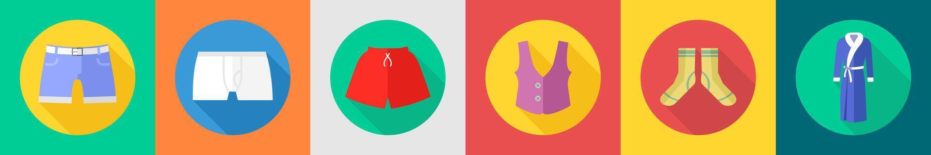 A set of 6 Clothes icons as shorts, underpant, shorts vector
