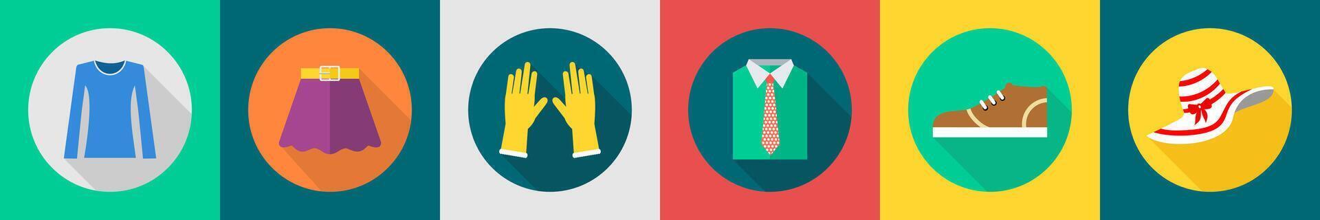 A set of 6 Clothes icons as top, skirt, gloves vector