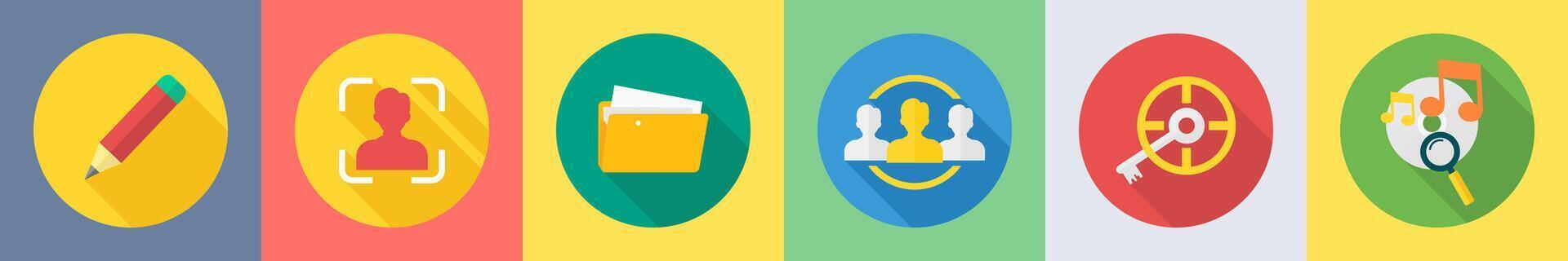 A set of 6 SEO icons as edit, focus, folder vector