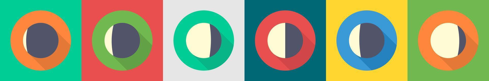 A set of 6 Weather icons as lunar eclipse, moon eclipse, crescent moon vector