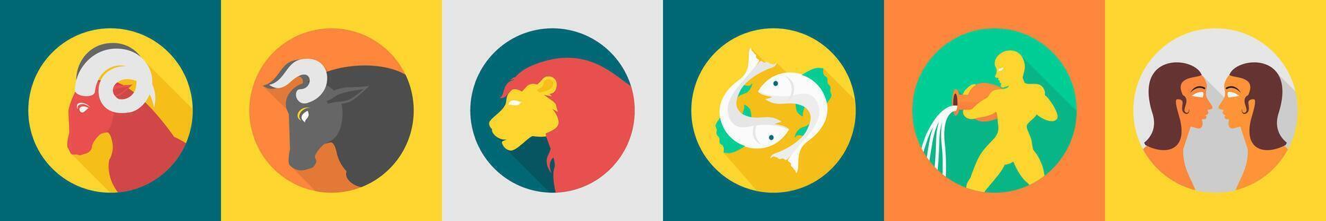 A set of 6 zodiac icons as aries, taurus, leo vector