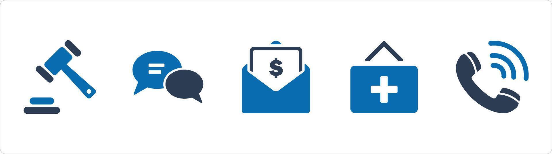 A set of 5 Business icons as law, chat bubbles, salary mail vector