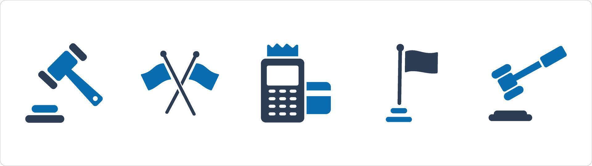 A set of 5 Business icons as law, cross flag, card swipe machine vector