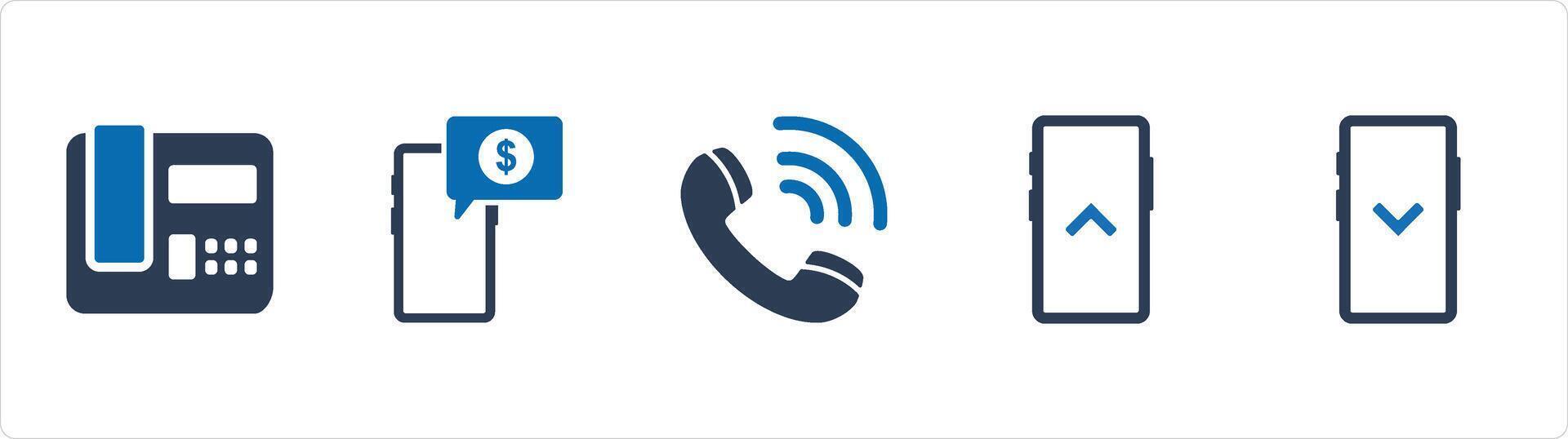 A set of 5 Business icons as landline, digital payment, calling vector