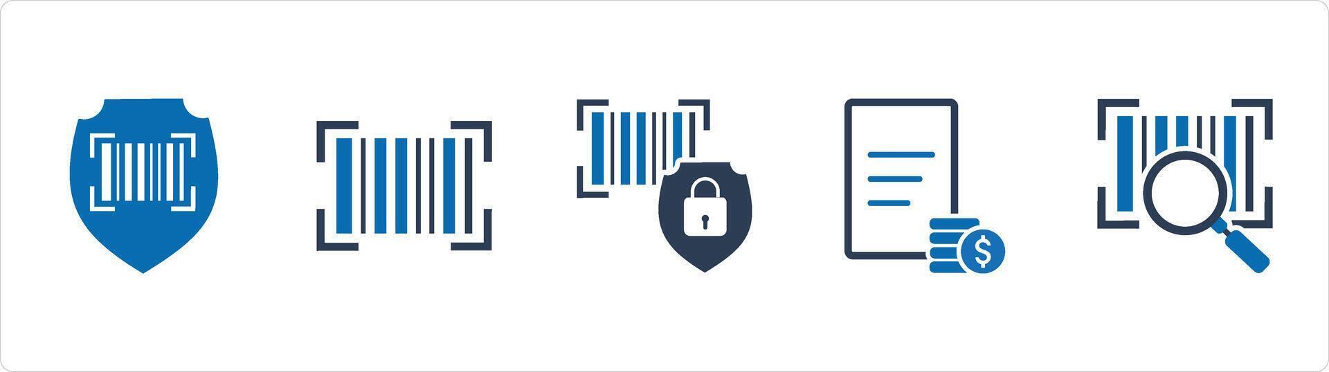 A set of 5 Business icons as bar code security, bar code, bar code safety vector