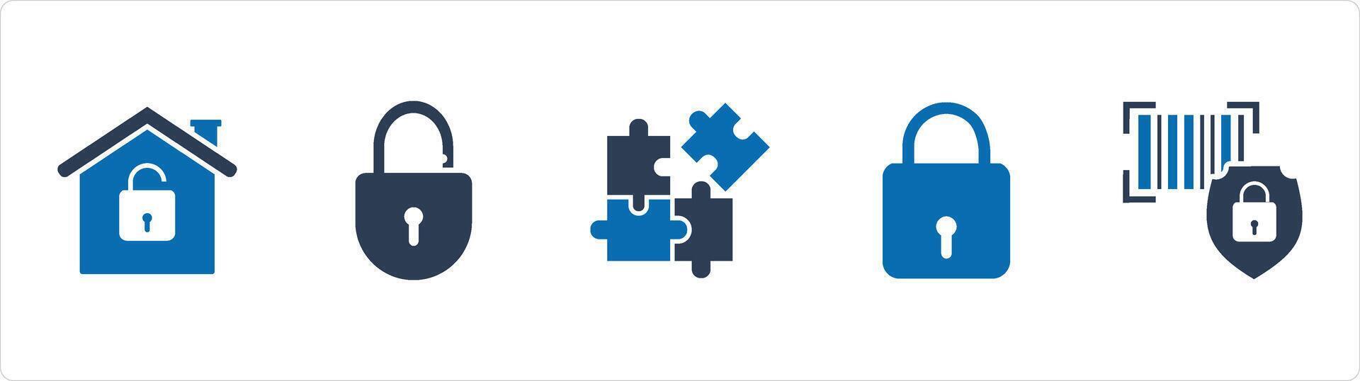 A set of 5 Business icons as bar code security, bar code, bar code safety vector