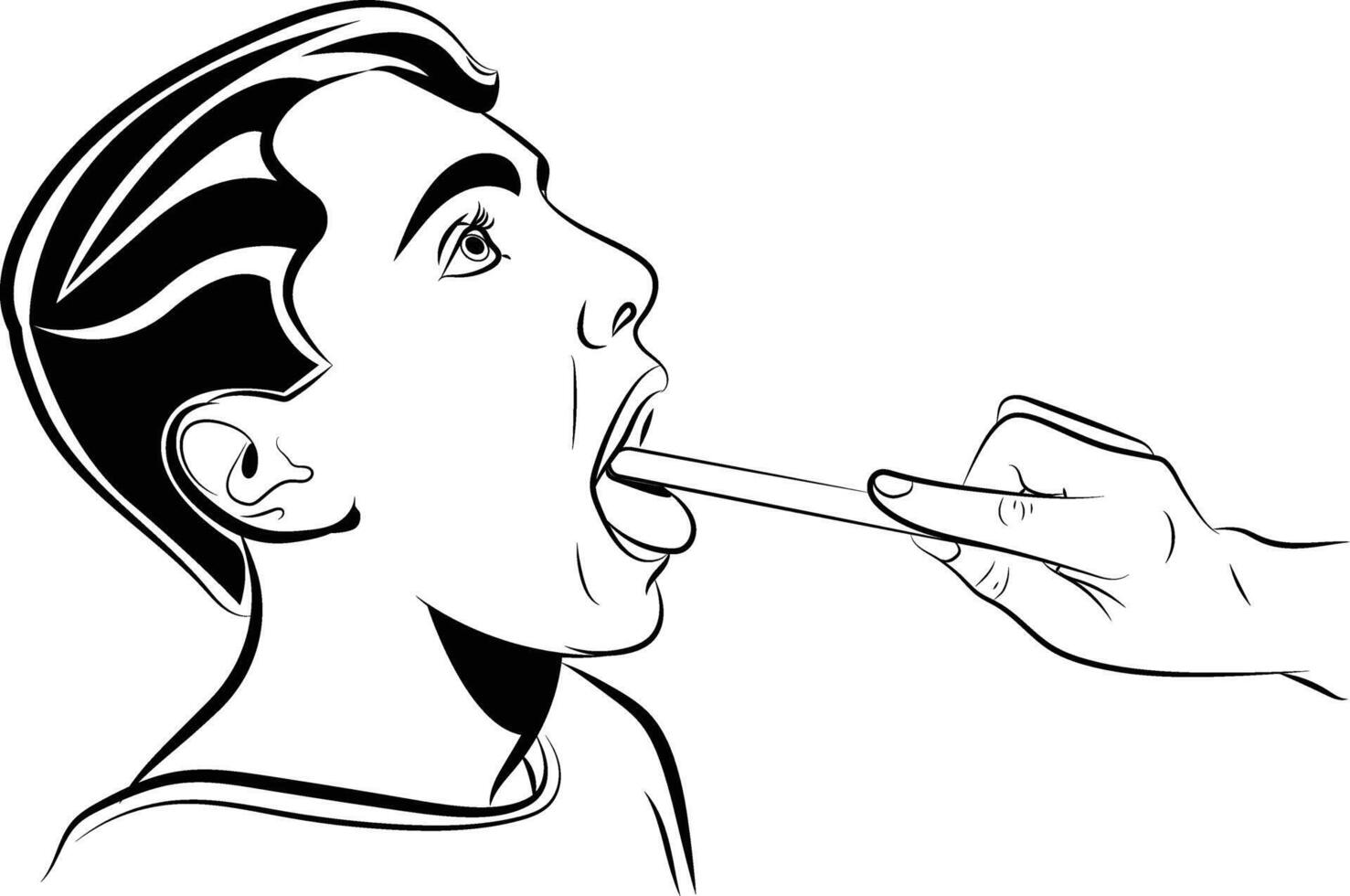 Doctor Checking Tongue of male patient vector