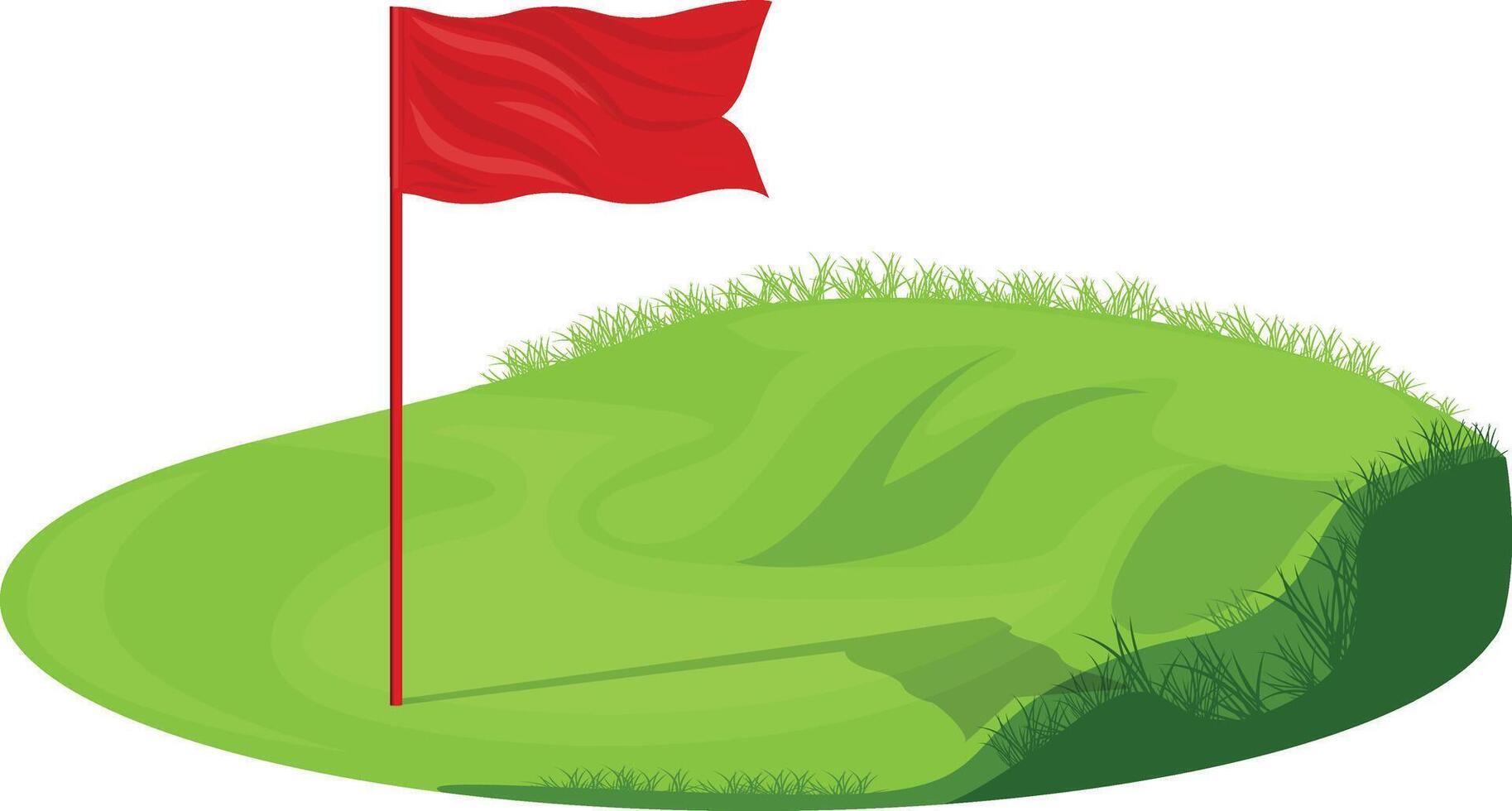 golf course with flags, green gross vector