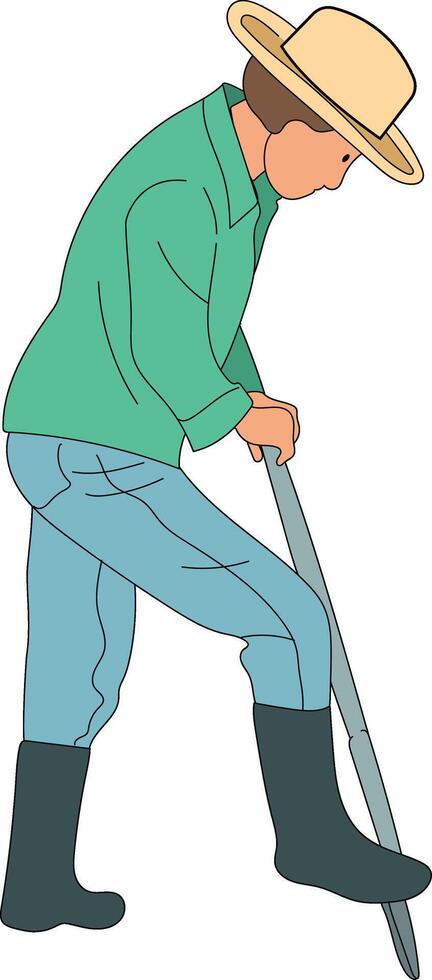 Gardener illustration, hand drawn in thin line style vector