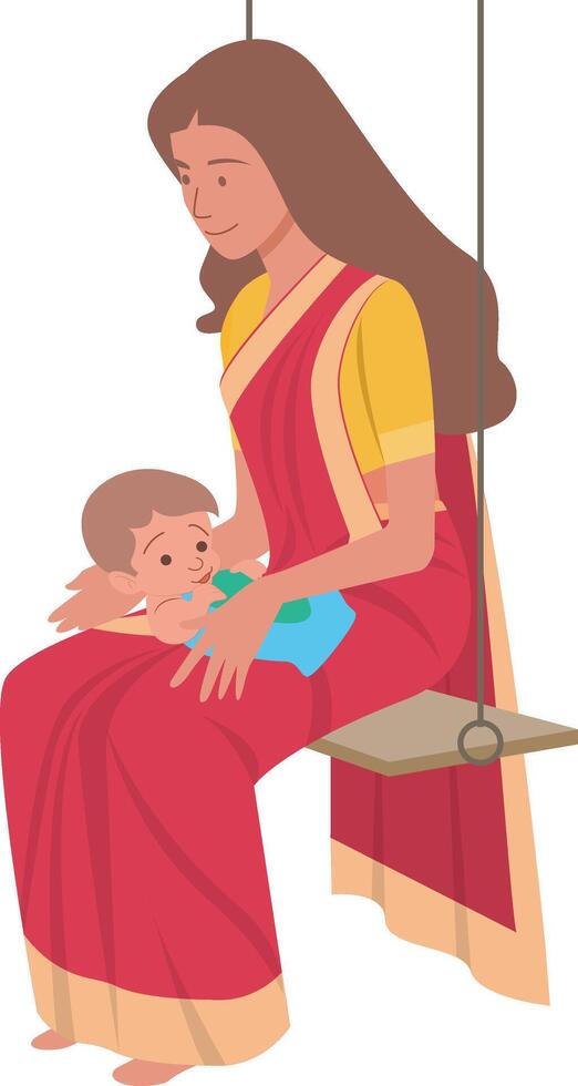 Mouther with her baby, Mom looks at the baby and holds the baby in her hands vector