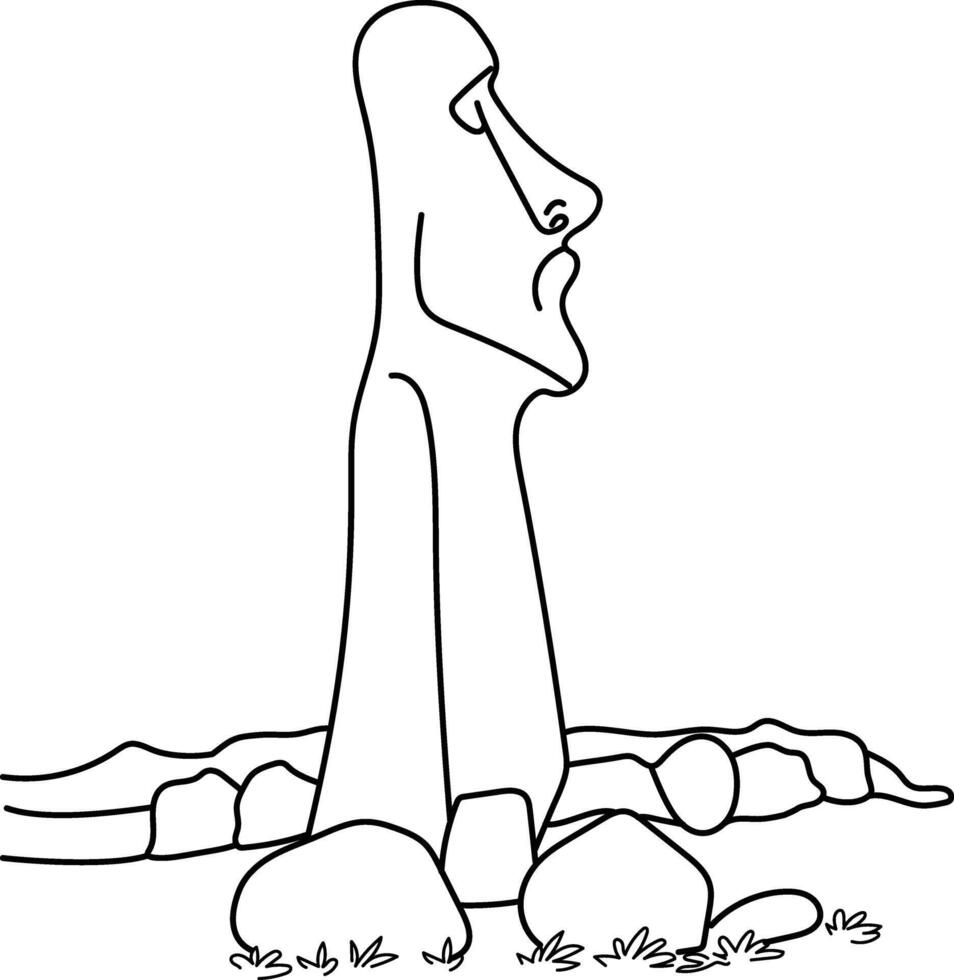 Iceland statue beach side, Hand drawn in thin line style vector