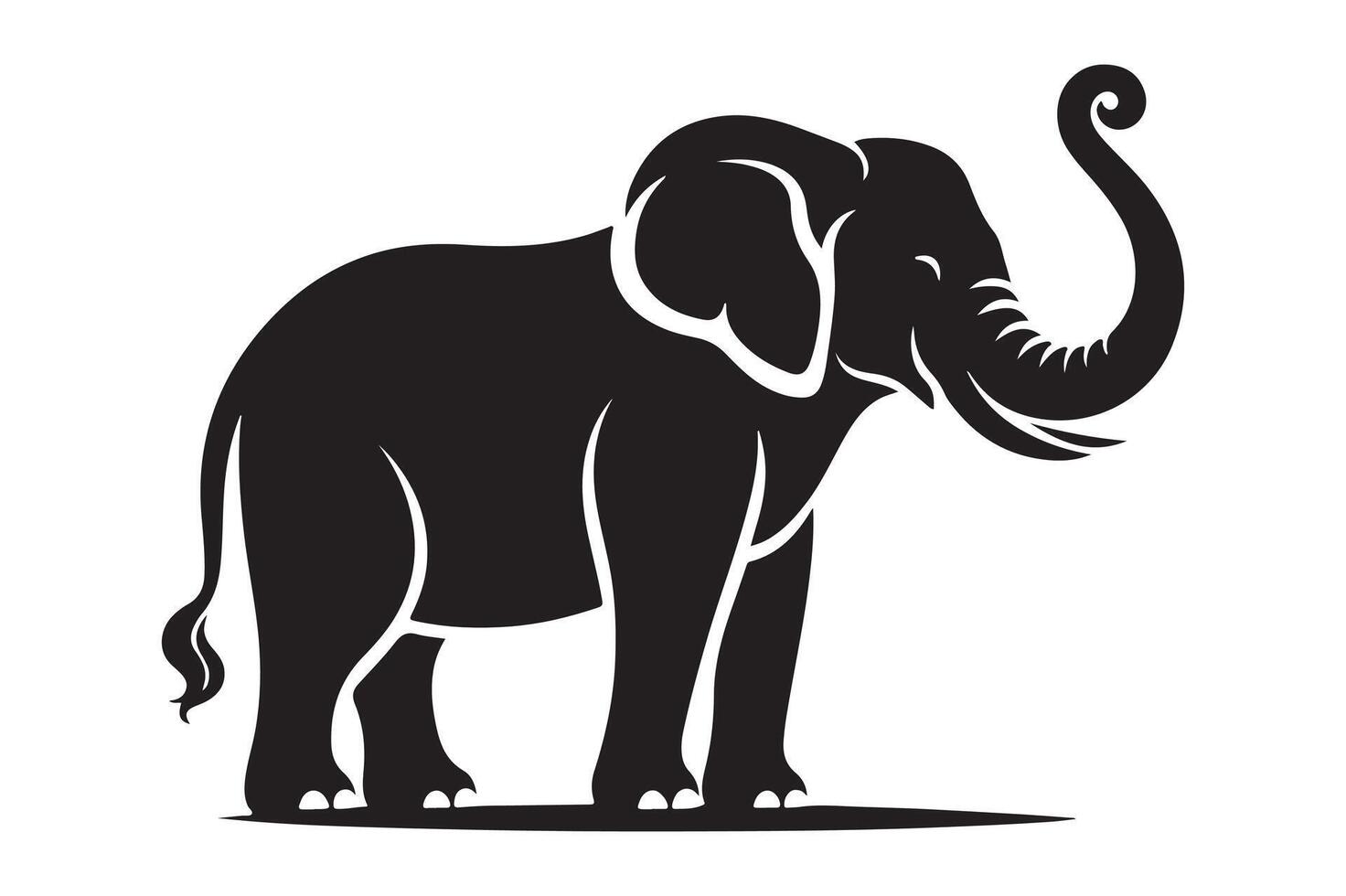 Elegant Elephant Silhouette Drawing vector