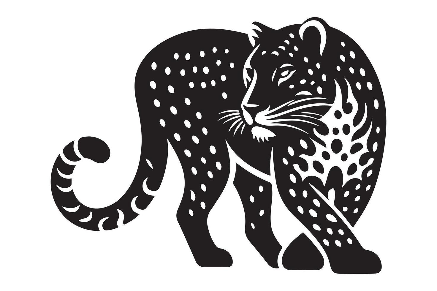 Black Silhouette of Leopard Minimalist vector