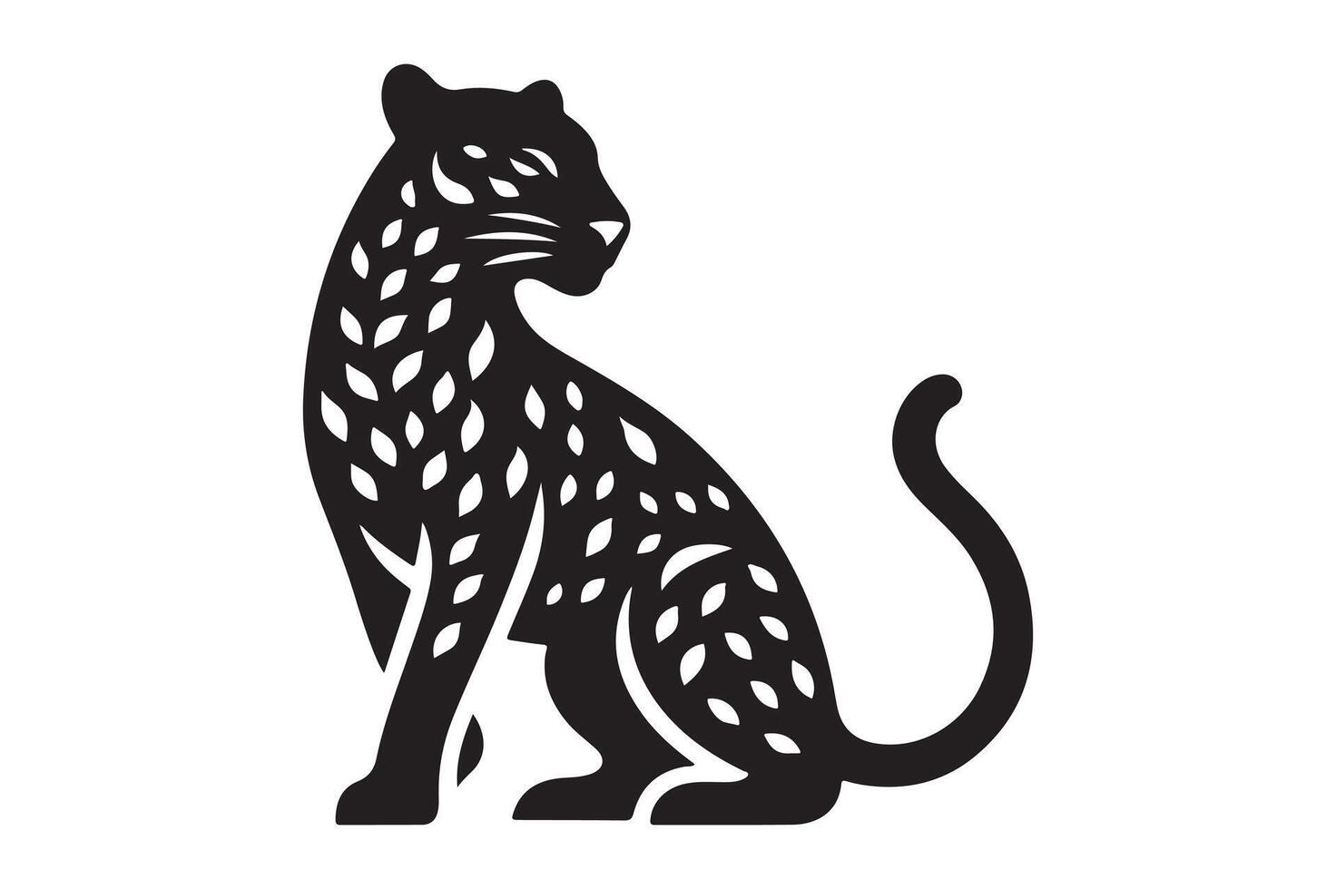 Clean Black Silhouette of Leopard Graphic vector