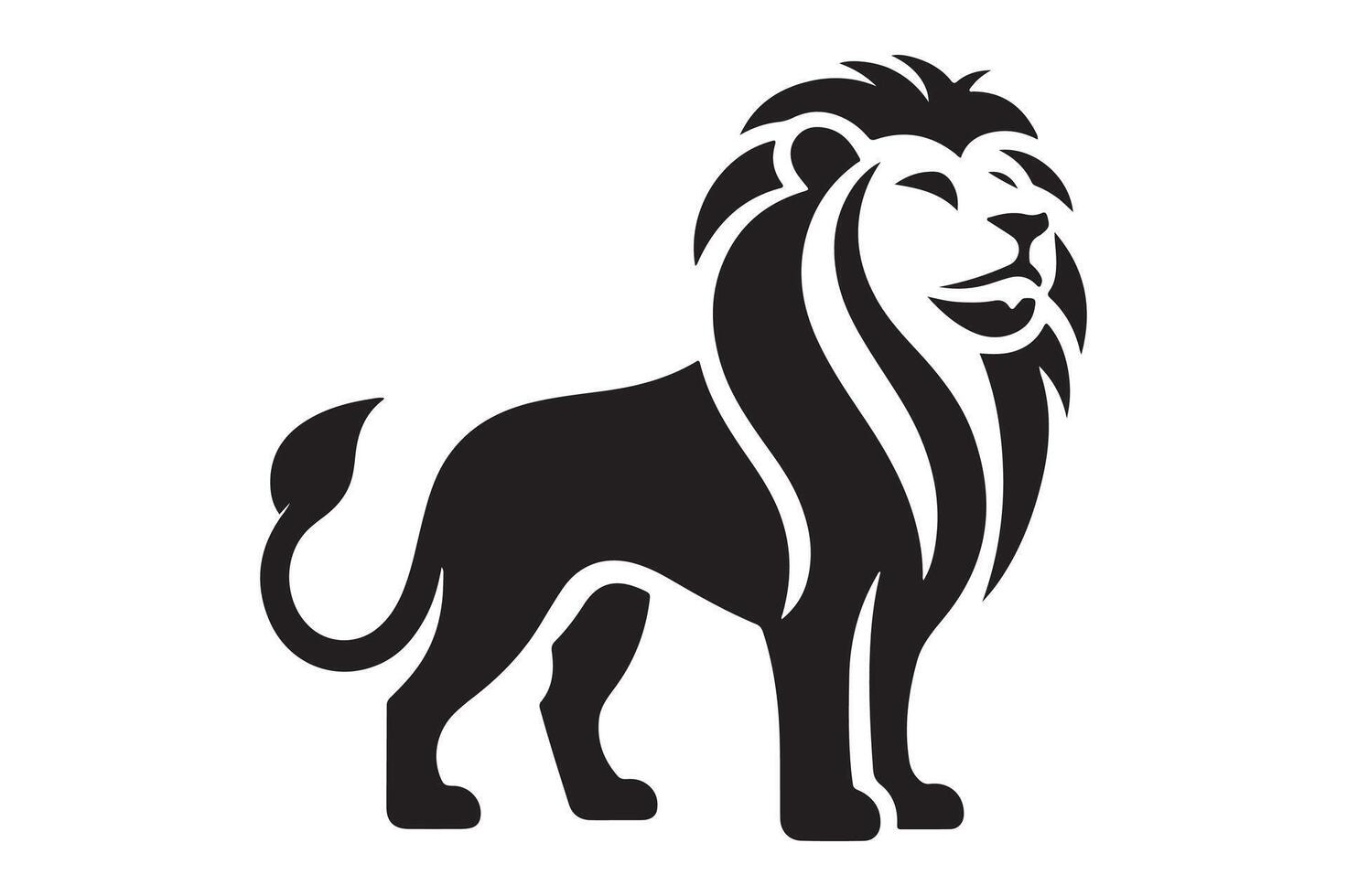 Courageous Lion Silhouette Icon, Side View vector