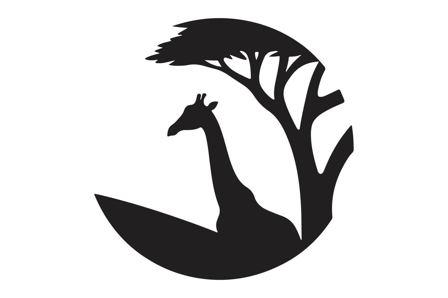 Sleek Giraffe Silhouette in Black Illustration vector