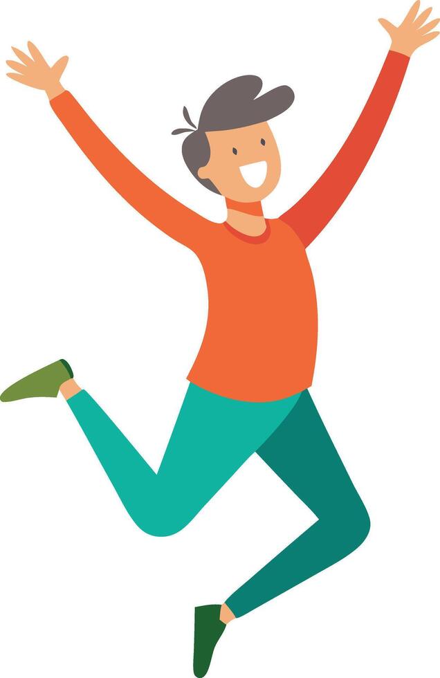 Joyful Young Person Jumping Happily vector