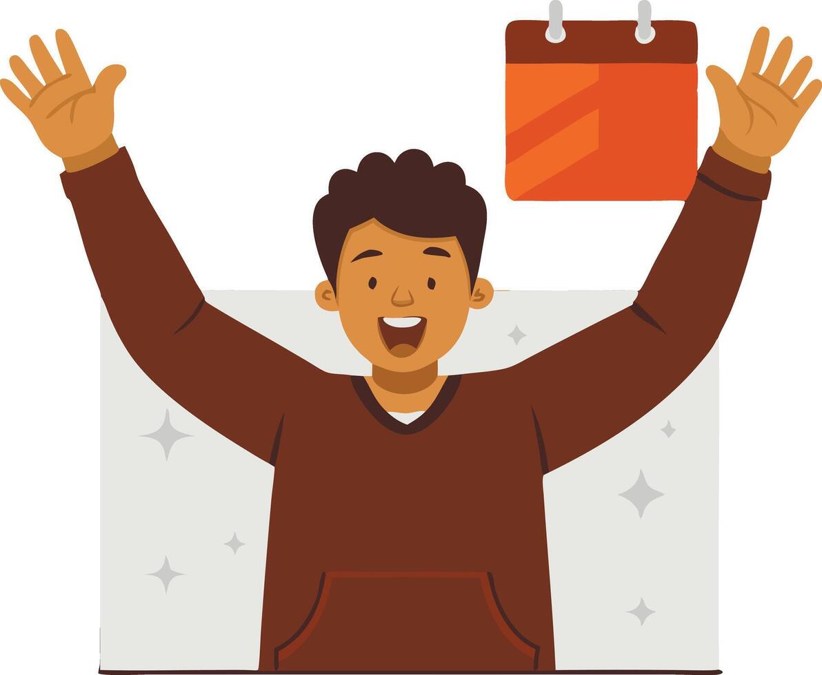 Happy Young Man Celebrating Success With Raised Hands vector