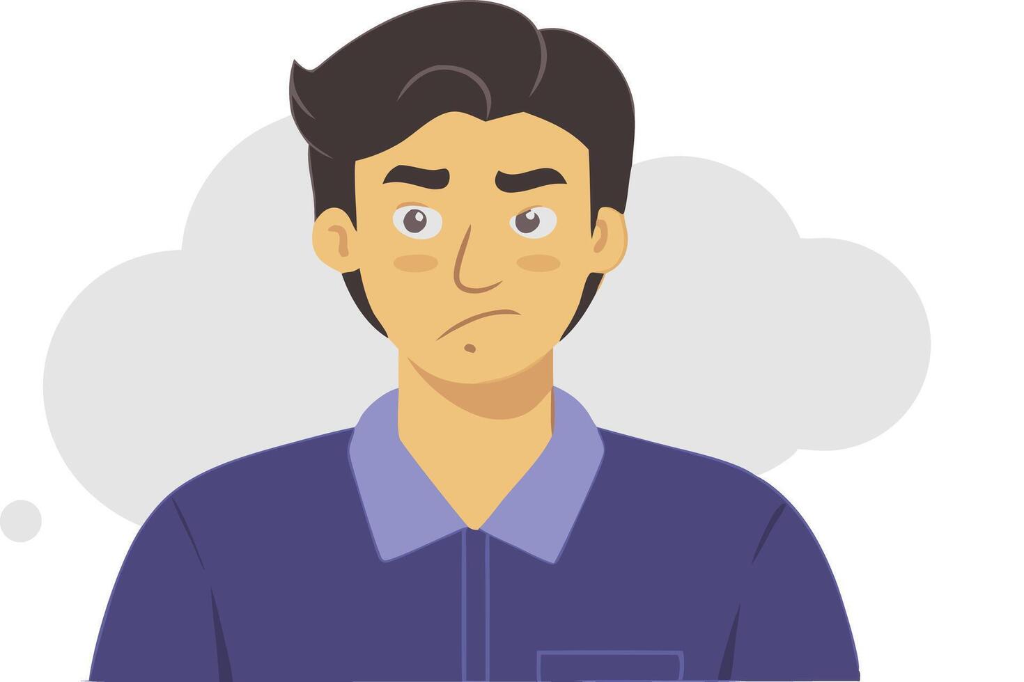 Illustration of a Young Man With a Concerned Expression vector