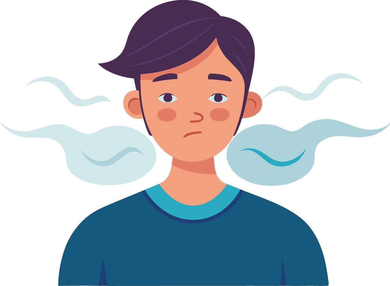 Illustration of a Young Man With an Uncertain Expression vector