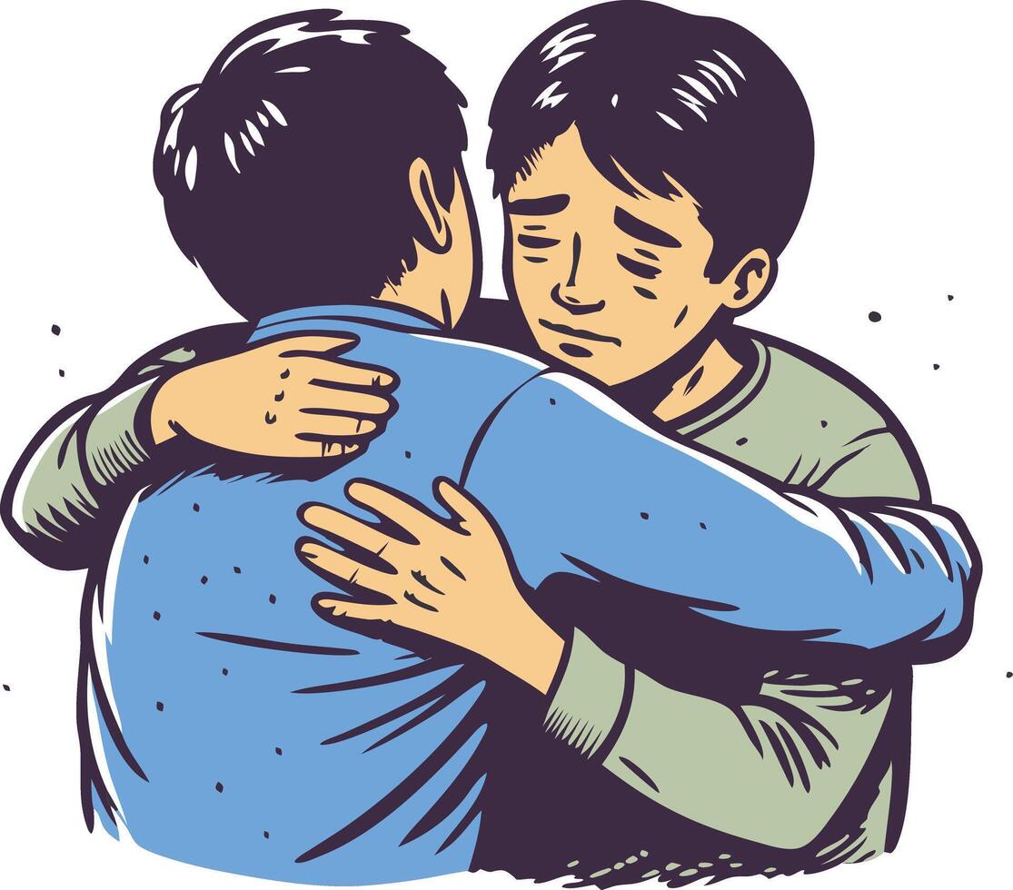 Two Friends Comforting Each Other vector
