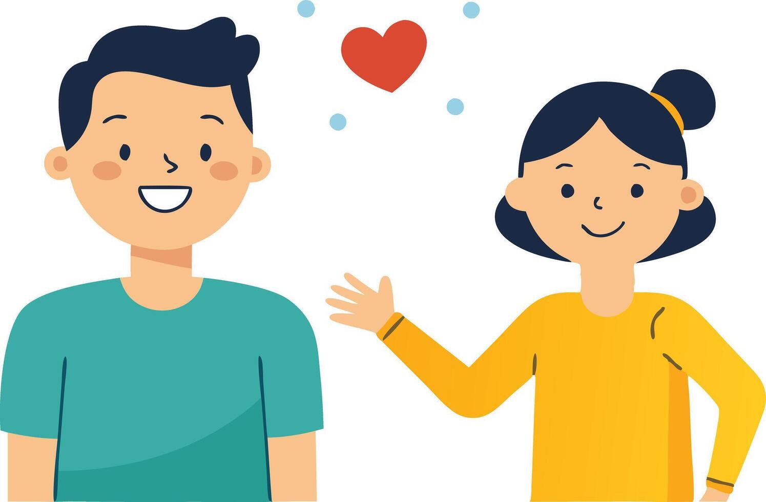 Happy Young Couple Expressing Affection With Heart Symbol in Bright Illustration vector