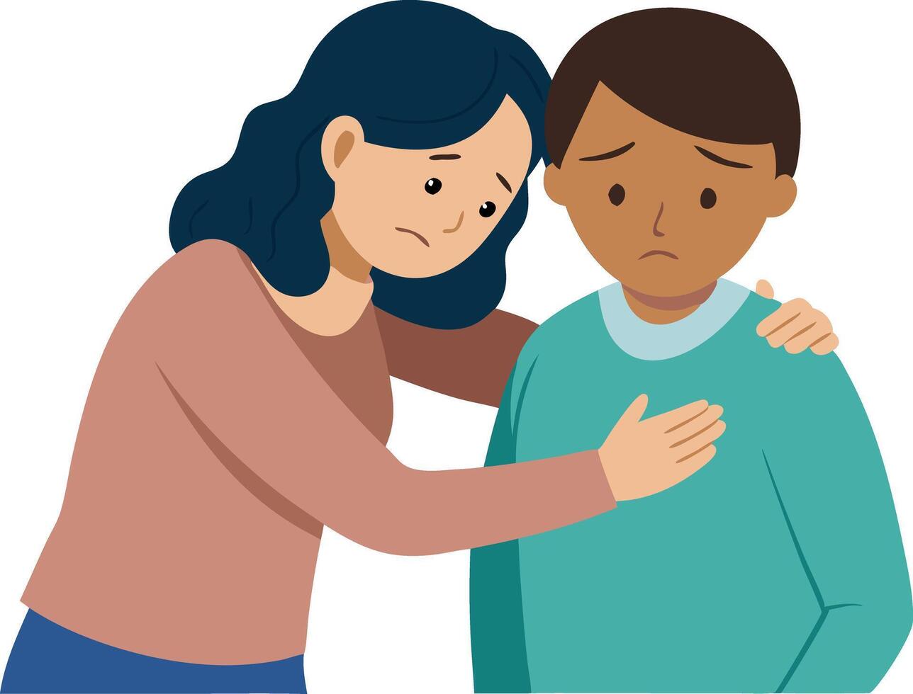 Woman Comforting Sad Man in Illustration Depicting Empathy vector