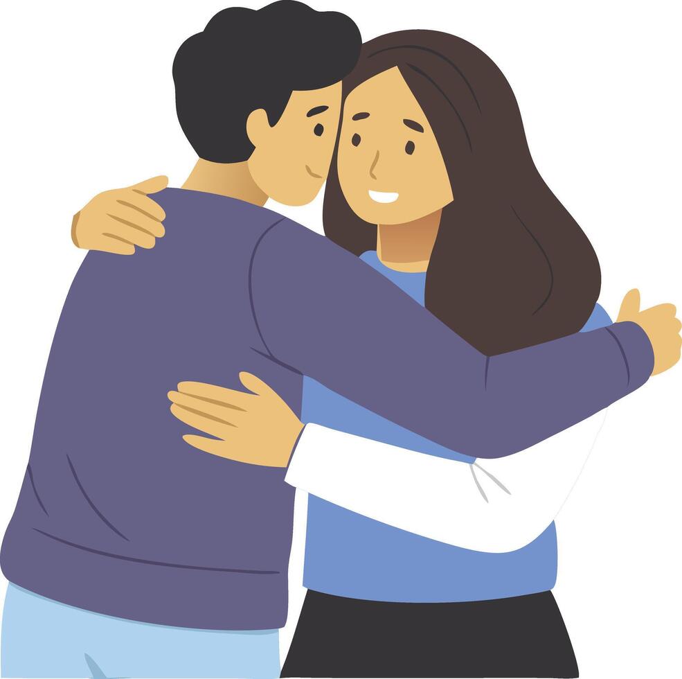 A Warm Embrace Between Two Friends Sharing a Joyful Moment Together vector