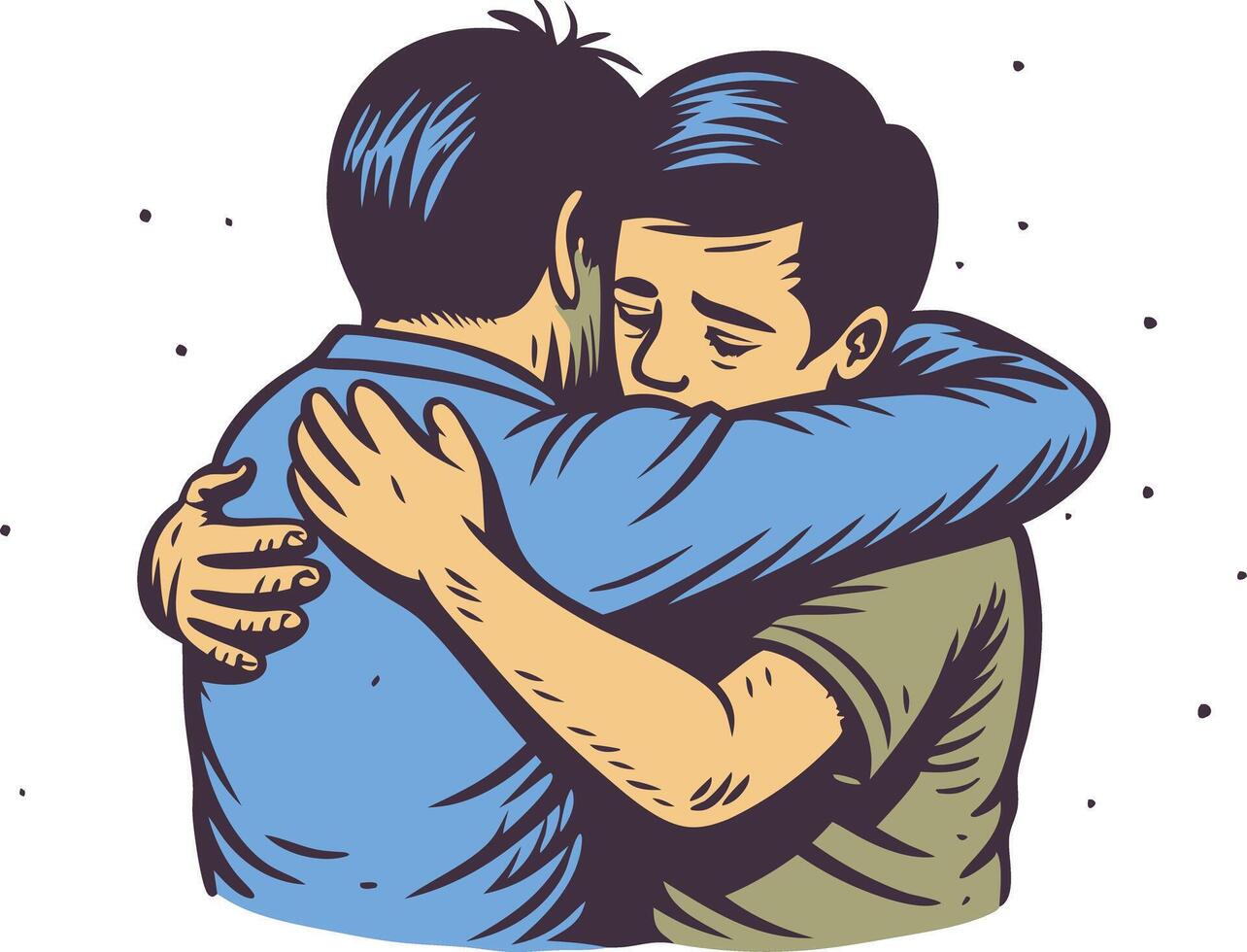 Compassionate Embrace Between Two Friends in a Heartwarming Moment of Connection vector