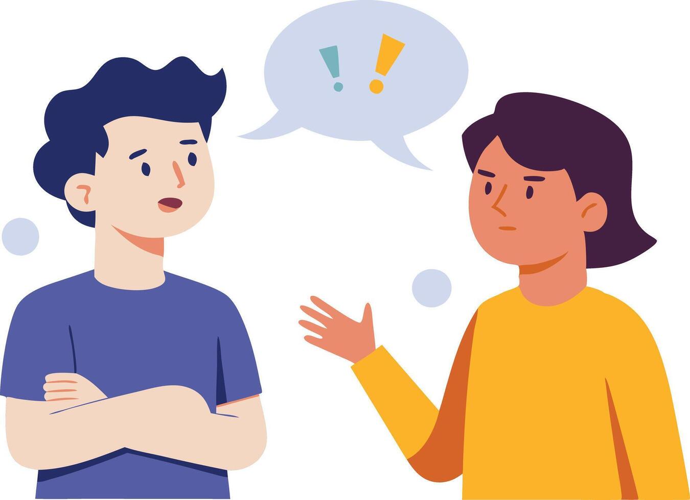Engaging Illustration of Two People Discussing a Topic with a Focus on Communication vector