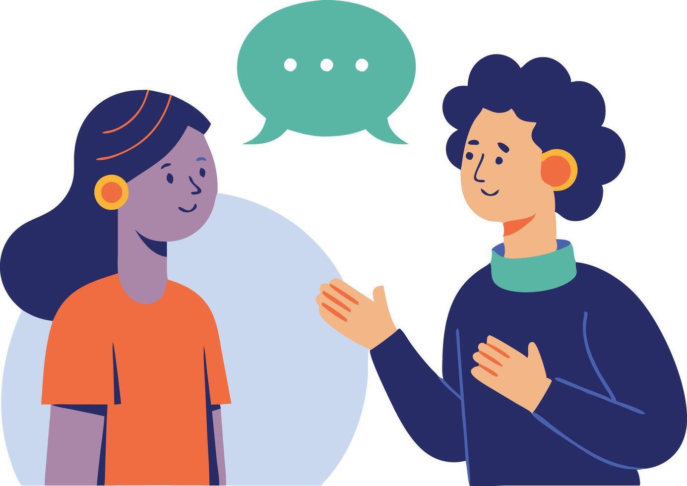 Young Couple Engaging in a Friendly Conversation vector