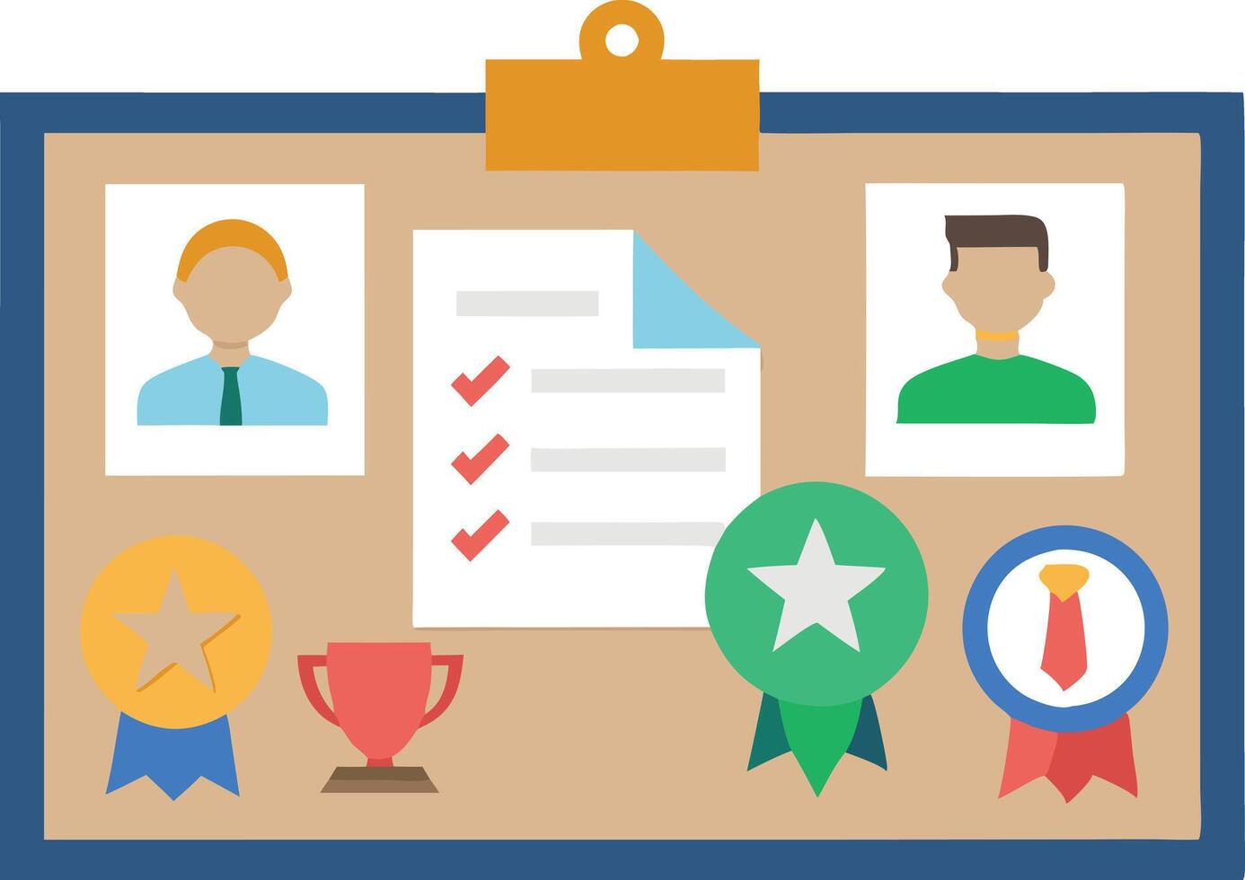 Resume and professional badges, symbols of career achievements, qualifications, and success in a flat style vector