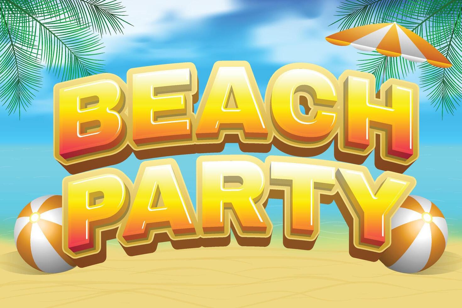 summer beach party design with illustrations of beaches and coconut trees vector