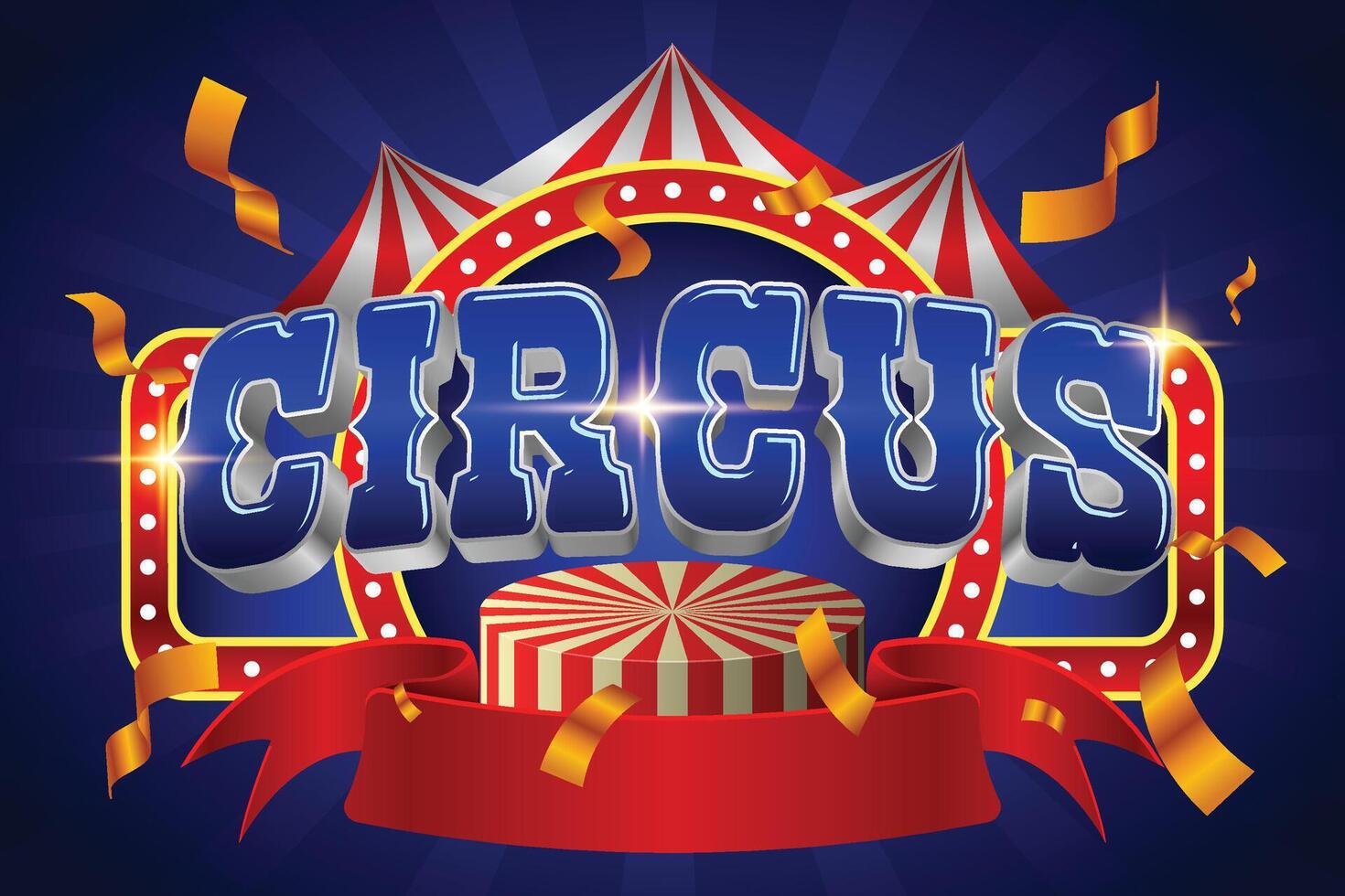 carnival circus blue design with border and circus tent illustrations vector