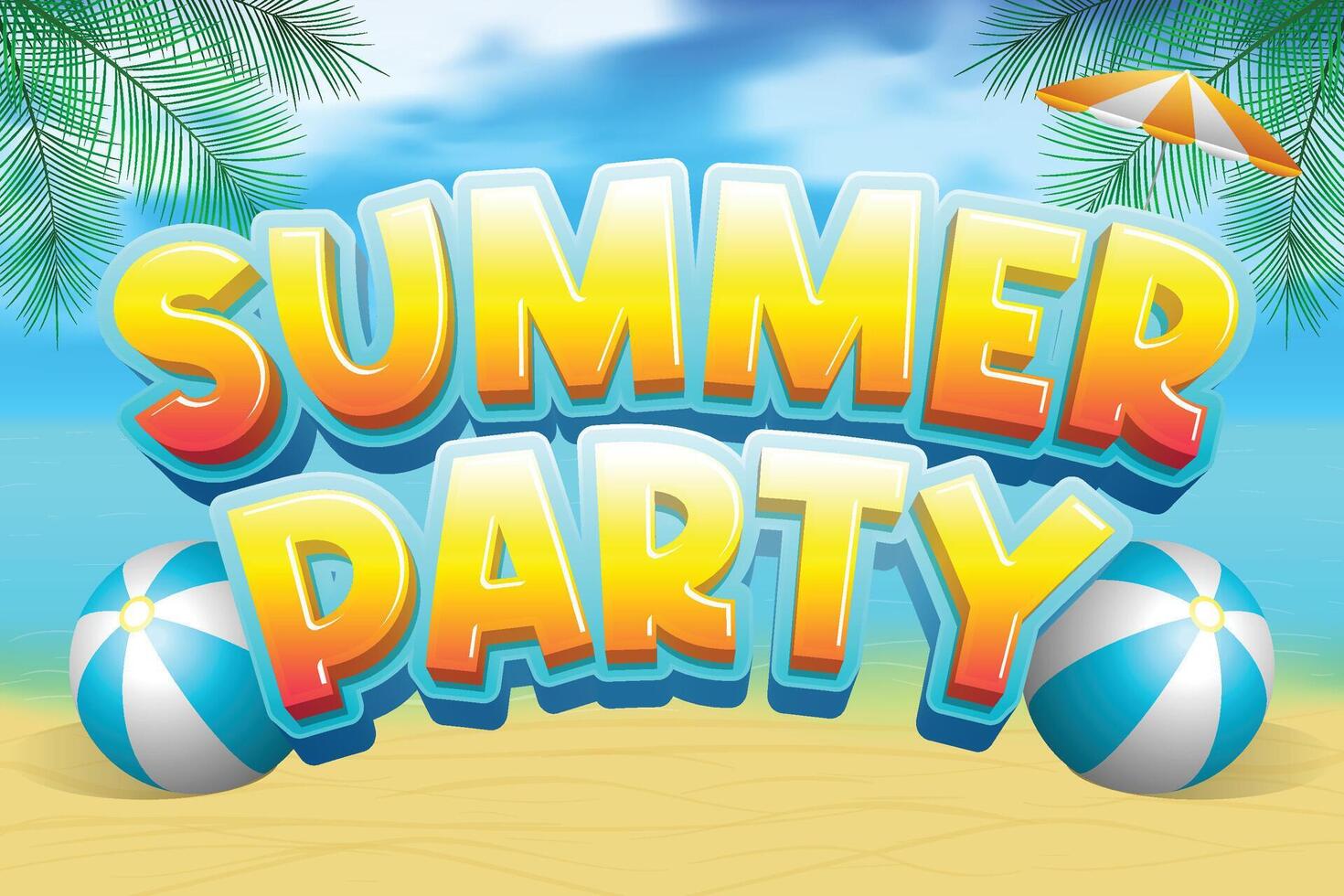 summer party design with illustrations of beaches and coconut trees vector