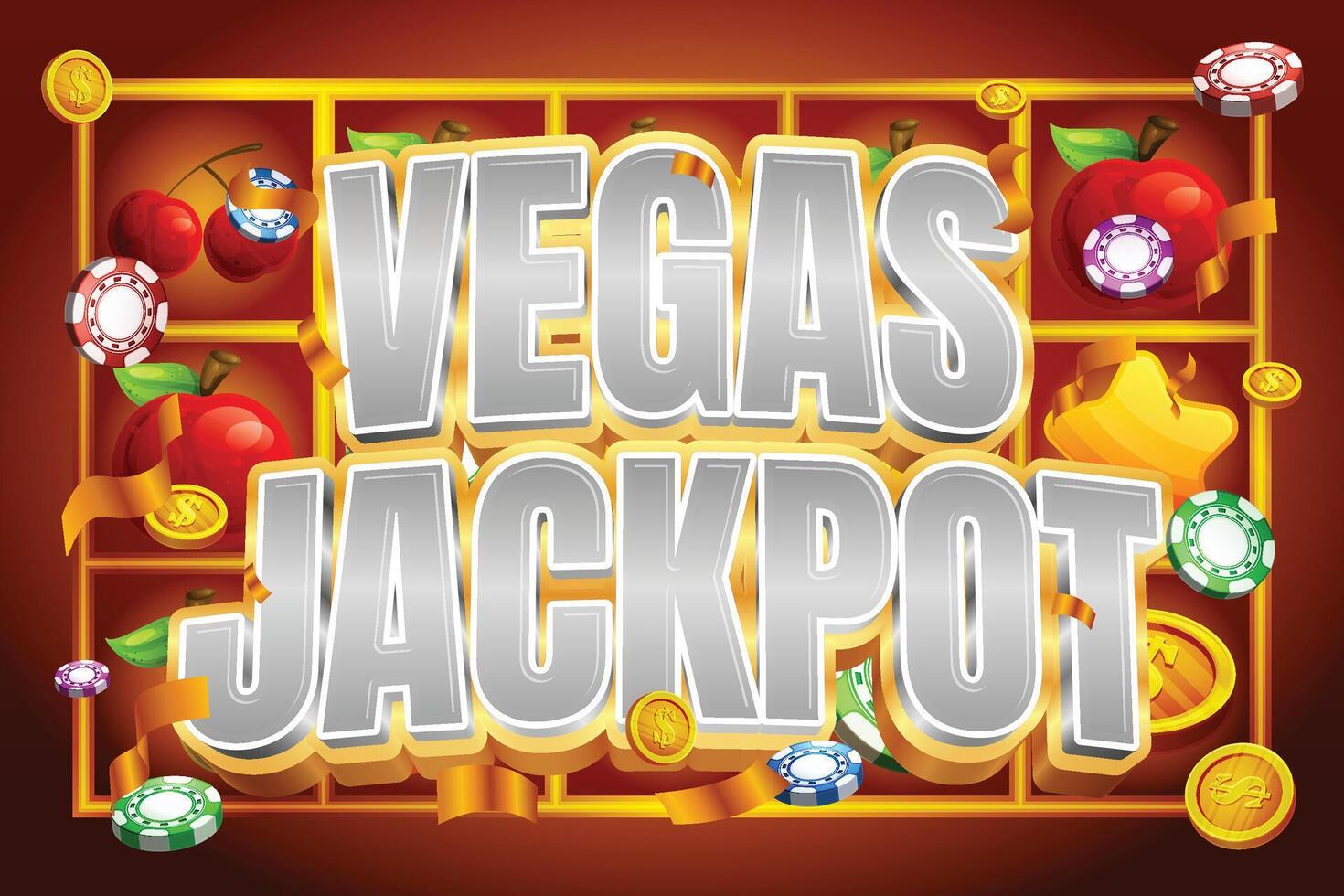 vegas jackpot slots banner vector
