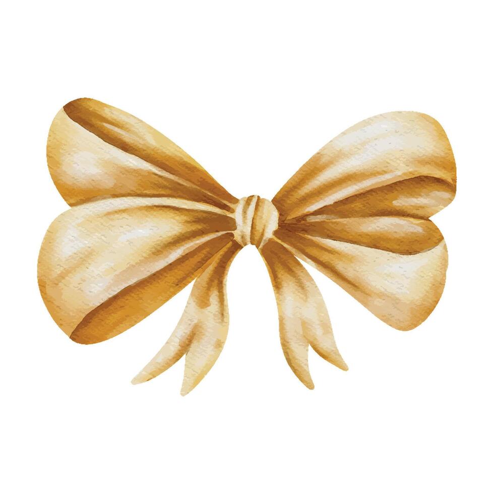 Bow Ribbon Gold Pretty Watercolor vector