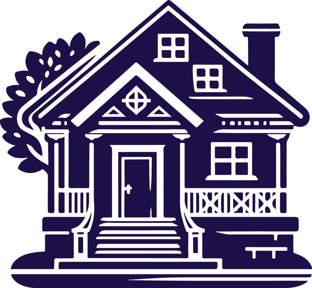 Rustic Cottage Silhouette with for icon vector