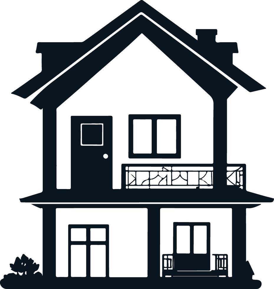 Silhouette of Modern Rural Residence vector
