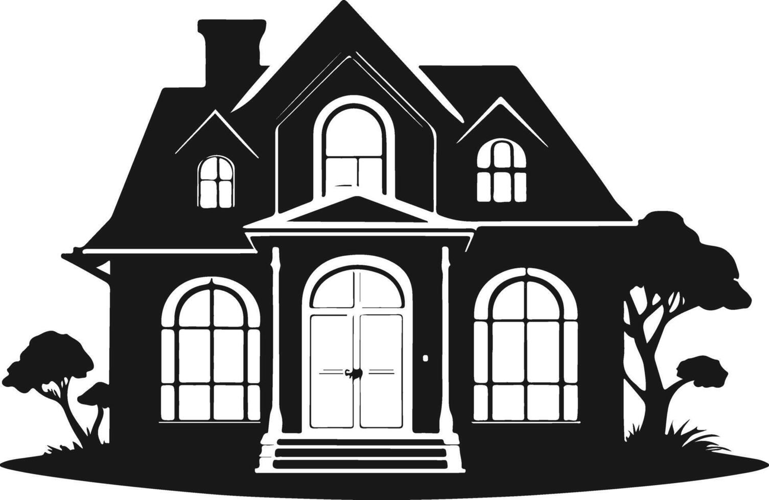 Dynamic Silhouette of Modern Urban Residence House vector